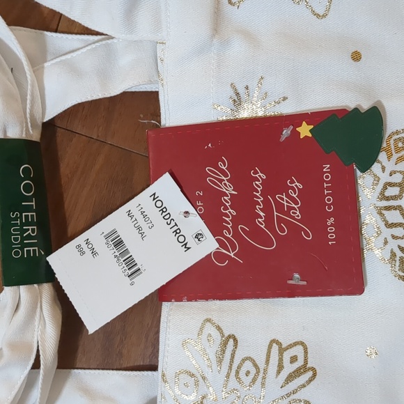 Coterie Studio 6 Canvas 100% Cotton Reusable Holiday Gift Totes NWT❤️ - Picture 11 of 15